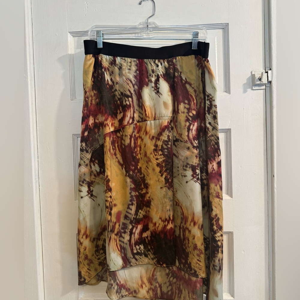 Vera Wang Simply Vera Gold Burgundy Midi Skirt Size XLP